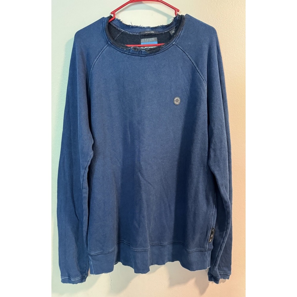Scotch & Soda Mens Size XL Destroyed Sweatshirt Top Long Sleeve True Indigo Blue